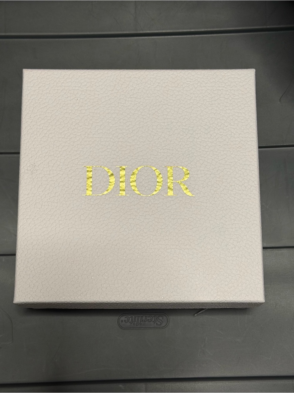 Dior Empty Box Textured Gift Box with tissue & shredded paper White Gold Logo